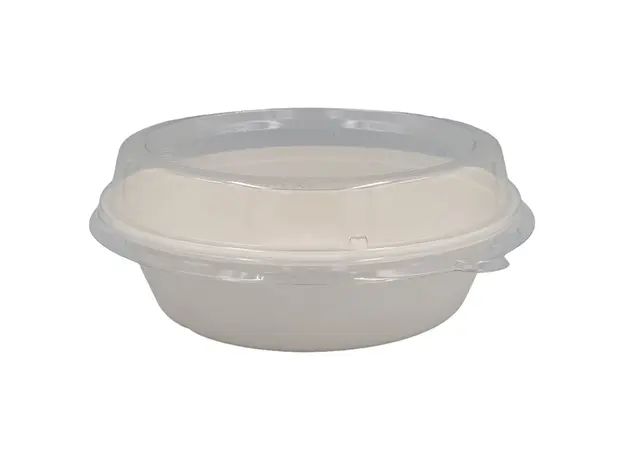 PET lid for sugarcane salad bowls Round BW30-125pcs - Biodegradable Sugar Cane Containers  στην Ecocraft