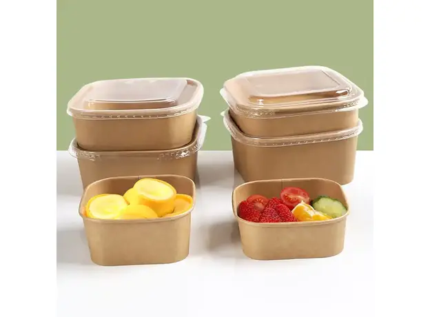 Food container Kraft Square 1000ml - 50pcs - Salad Bowls στην Ecocraft