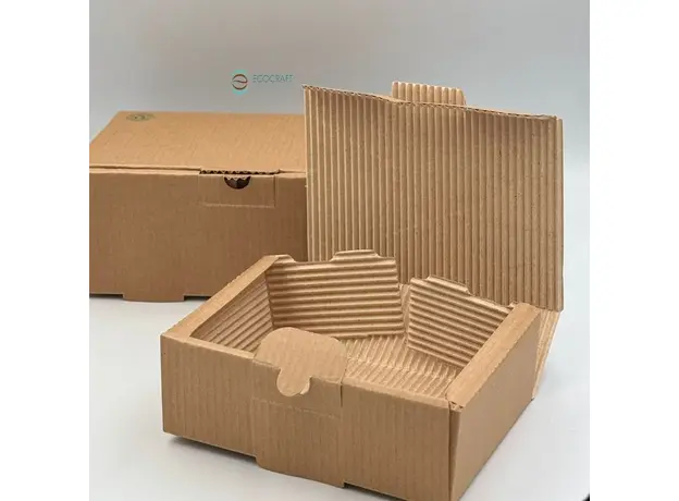 Kraft Corrugated Waveform Paper Food Box 16.5Χ12Χ5.5cm - Food Boxes στην Ecocraft