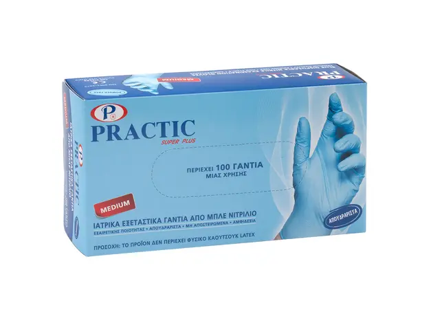 Blue Nitrile Gloves without Powder 100pcs [Practic] - Gloves-Masks στην Ecocraft