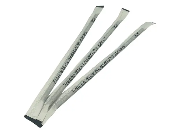 Πλαστικό καλαμάκι Επαναχρ/νο Φραπέ σπαστό μαύρο συσκευασμένο 1000τμχ - Καλαμάκια Πλαστικά στην Ecocraft