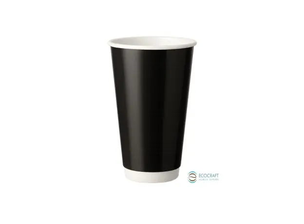 Black Paper Cup Double Wall Shinny 16oz (473ml) -25pcs - Paper Cups στην Ecocraft