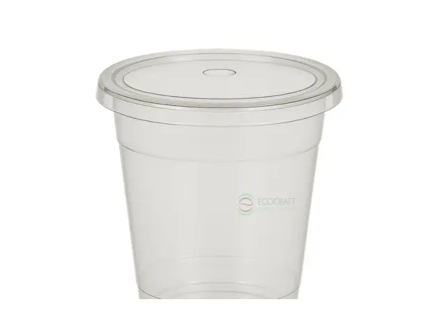 Καπάκι pet ίσιο με τρύπα 95mm για πλαστικά ποτήρια 100τεμ - Καπάκια Ποτηριών στην Ecocraft
