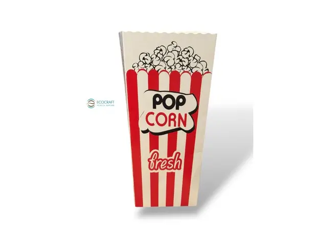 Κουτί Pop Corn Λευκό-Κόκκινο 1.6Lt (70x70-90x190) - Κουτιά Φαγητού στην Ecocraft
