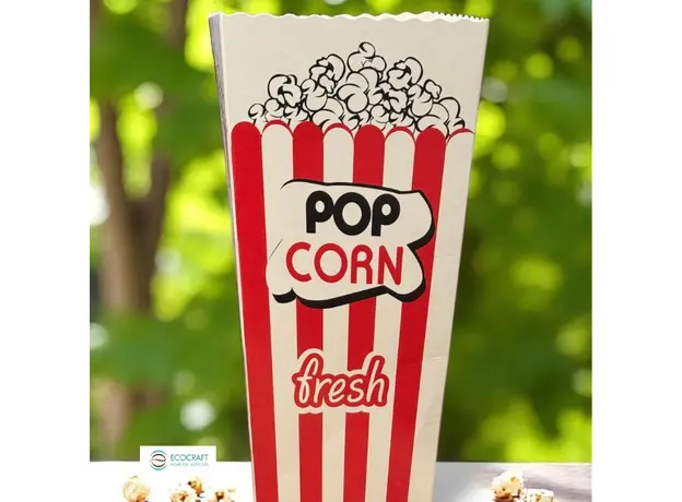 Κουτί Pop Corn Λευκό-Κόκκινο 1.6Lt (70x70-90x190) - Κουτιά Φαγητού στην Ecocraft