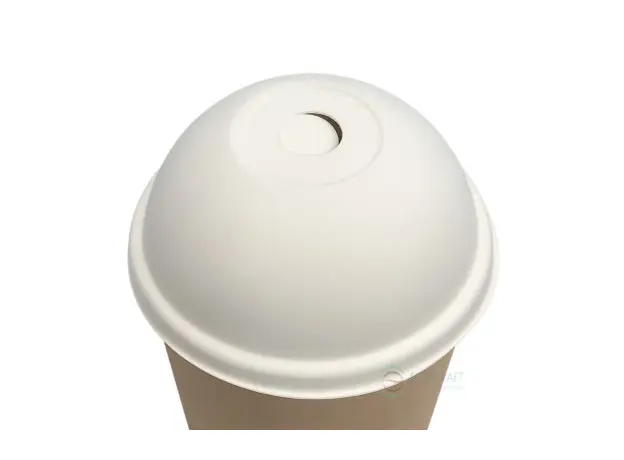 Καπάκια μπομπέ λευκά από ζαχαροκάλαμο για χάρτινα ποτήρια 12-16oz 50τμχ - Καπάκια Ποτηριών στην Ecocraft