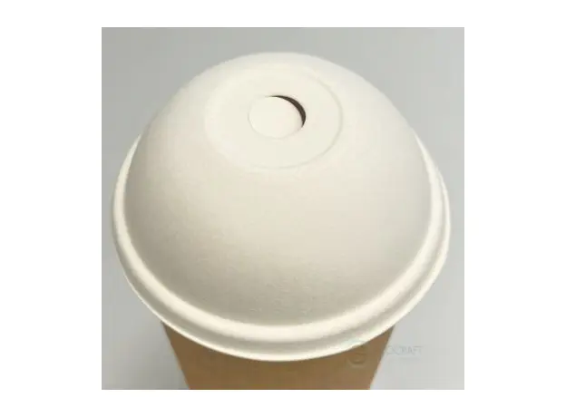 Καπάκια μπομπέ λευκά από ζαχαροκάλαμο για χάρτινα ποτήρια 12-16oz 50τμχ - Καπάκια Ποτηριών στην Ecocraft