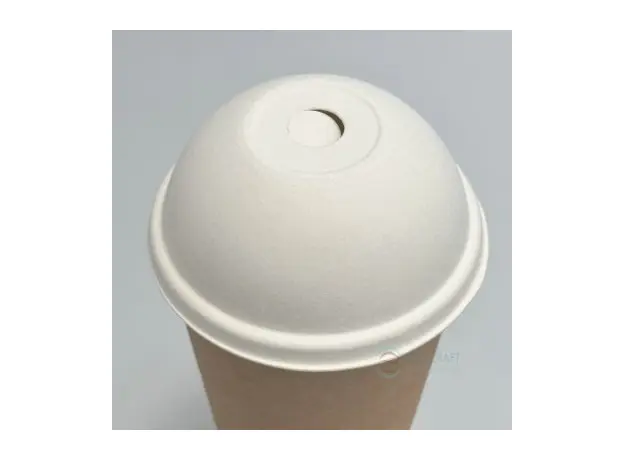 Καπάκια μπομπέ λευκά από ζαχαροκάλαμο για χάρτινα ποτήρια 12-16oz 50τμχ - Καπάκια Ποτηριών στην Ecocraft