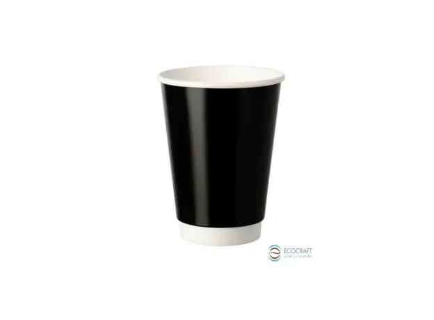 Ποτήρι Χάρτινο Μαύρο διπλότοιχο γυαλιστερό 8oz (235ml) -25τεμ - Χάρτινα Ποτήρια στην Ecocraft