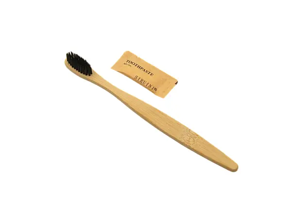 Σετ ξύλινης οικολογικής οδοντόβουρτσας / οδοντόκρεμας σε χάρτινο κουτί - Hotel Amenities στην Ecocraft