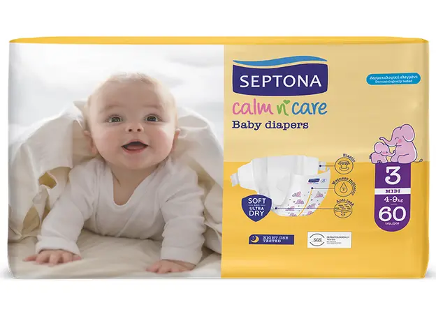 SEPTONA Baby Diapers No3 MIDI (4-9kg) 60pcs - Personal Hygiene & Protection Supplies στην Ecocraft