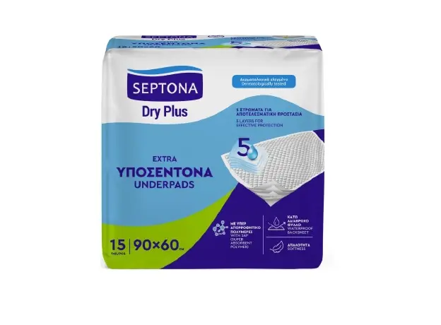 Septona Υποσέντονα DRY PLUS EXTRA 60X90 -15τεμ - Είδη Ατομικής Προστασίας & Υγιεινής στην Ecocraft