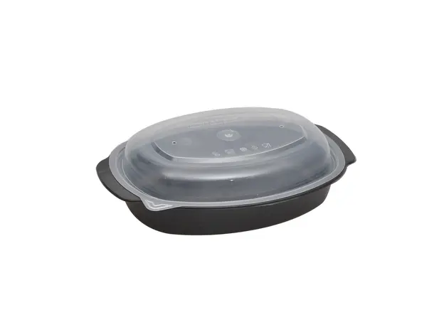 Μαύρο Οβάλ Σκεύος 600ml με Καπάκι 100τμχ - Σκεύη για Φούρνο Μικροκυμάτων στην Ecocraft