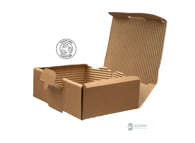 Kraft Corrugated Waveform Paper Food Box 22Χ13Χ8.3cm - Food Boxes στην Ecocraft