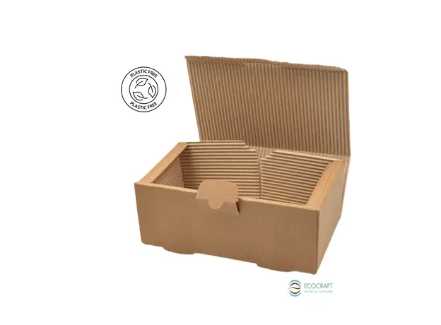 Kraft Corrugated Waveform Paper Food Box 16.5Χ12Χ5.5cm - Food Boxes στην Ecocraft